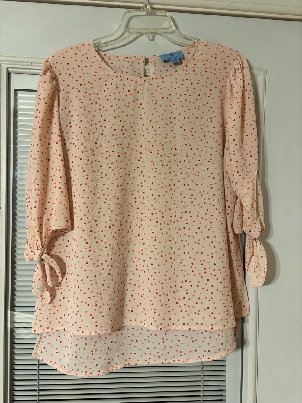 CeCe Blouse with Pink and Red Polka Dots